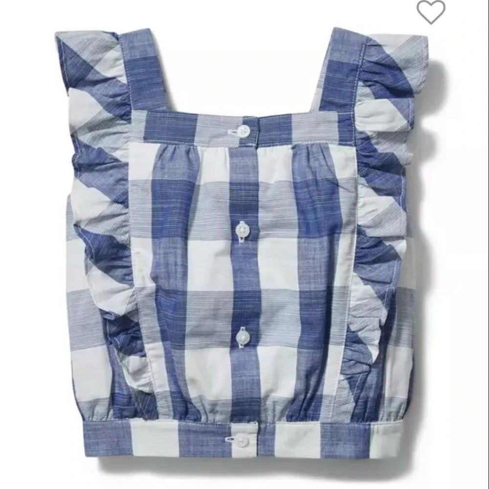 Janie and Jack Embroidered Floral Gingham 2T Sleeveless Ruffle Cotton Toddler